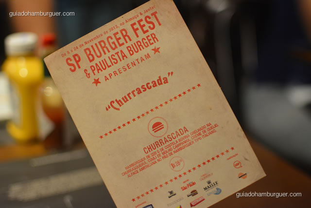 Cardápio do hambúrguer do SP Burger Fest - Paulista Burger