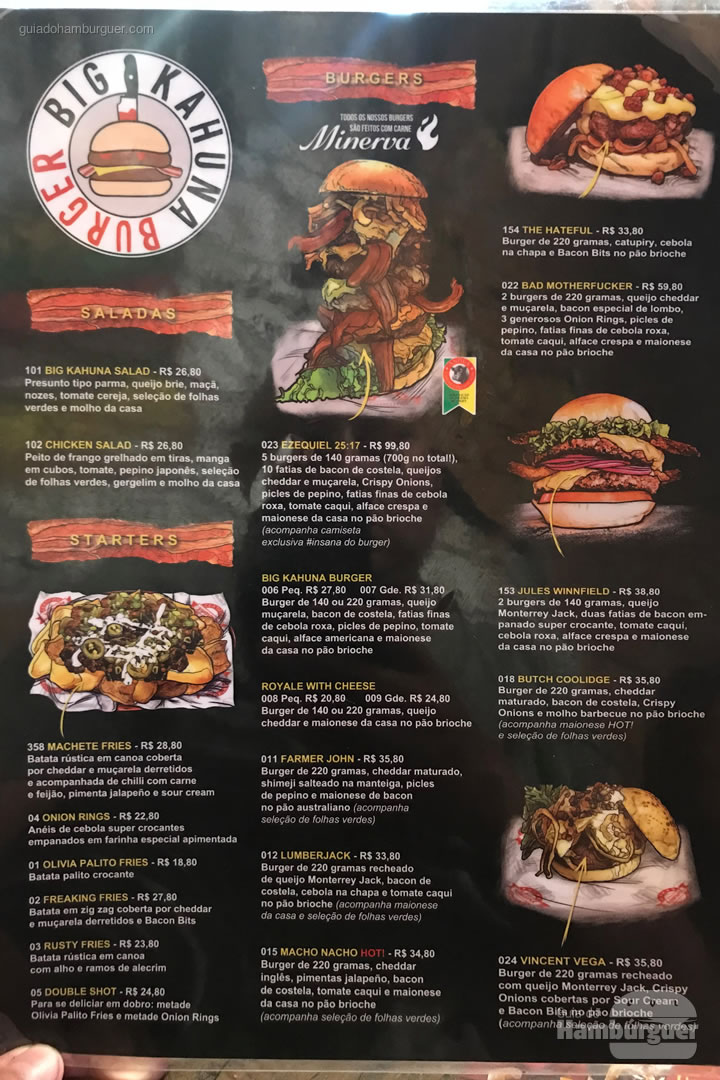 Cardápio - Big Kahuna Burger