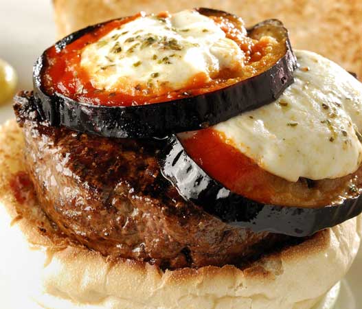 Manhattan: PJ`s Special Burger, mussarela de búfala e berinjela alla Siciliana