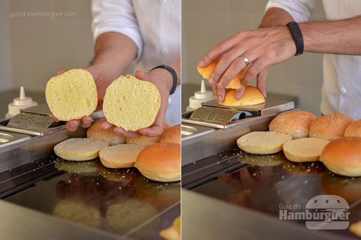 Selando o pão - Chapa para hambúrguer vitrocerâmica Plana da Evo Pro